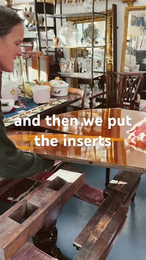 #baker dining table showcase, the finest of furniture. Table Transformation ​⁠bostonconsignment.com