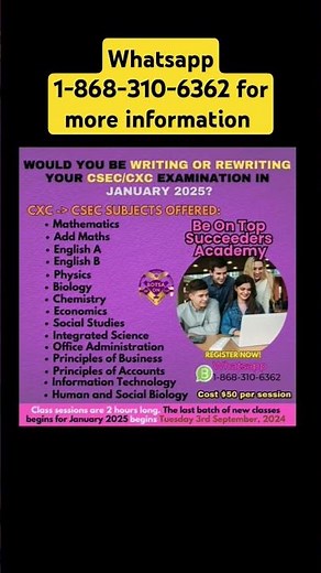 CXC CSEC January 2025, May 2025 or SEA 2025 classes || sign up now