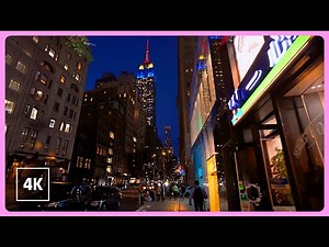 4K NEW YORK Walking tour - NIGHT in MANHATTAN