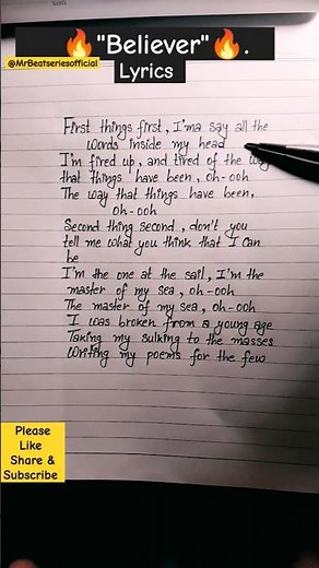 Believer - Imagine Dragons (Lyrics Video) | 4K HD #Believer #ImagineDragons #SongLyrics #Shorts