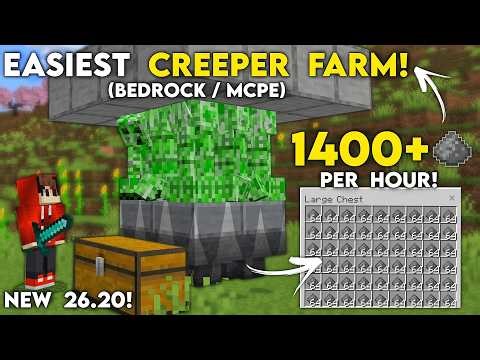 NEW 26.20 CREEPER FARM in Minecraft Bedrock! (1400+/H!)