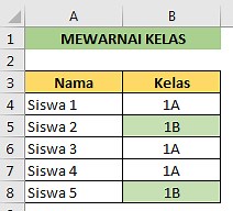 Mewarnai Kelas Otomatis Menggunakan Conditional Formatting Excel