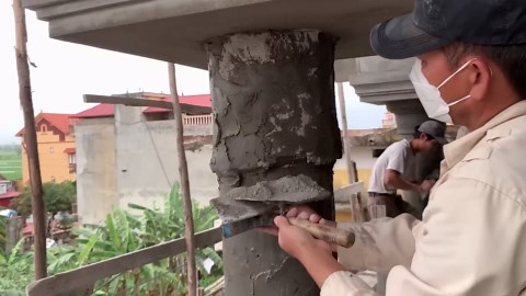 Transform Round Plastic Pipes into Stunning Concrete Columns with Sand and Cement
