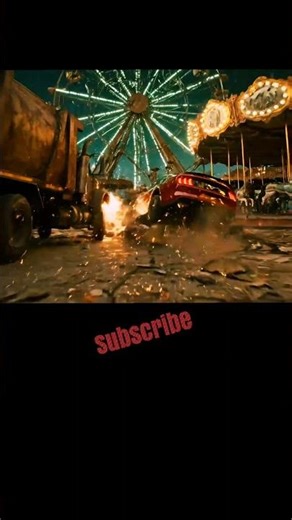 foggy street battle 💥 truck slams dodge in eerie neighborhood chase #horrorrace #carcrash