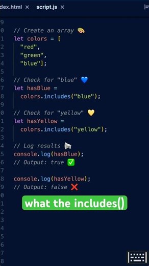 Check if an Array Includes a Value #JavaScript #CodingForBeginners #LearnToCode #WebDev #CodeShorts