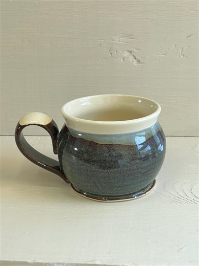 Handmade Pottery Coffee Mug, Denim Blue & White Cup, 12 Oz - Etsy