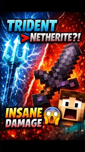 Netherite Sword Or Trident, More Damage? #shorts #minecraft