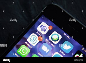 Microsoft Teams is a unified communication and collaboration platform that combines persistent chat in the workplace, video meetings Canada, Alberta Stock Photo - Alamy