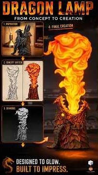 From Concept to Fully 3D Printed Fire Breathing Dragon Lamp! 🔥🐉 | Full Process - Part 1