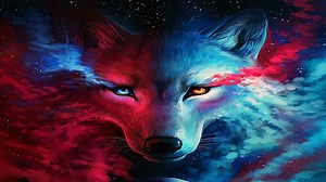 Anime Galaxy Blue Wolf Wallpaper