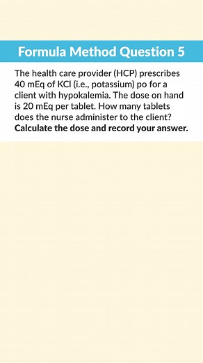 Med Math Formula Method Practice Question -- easy one today to help learn the formula!💪🏼 | SimpleNursing