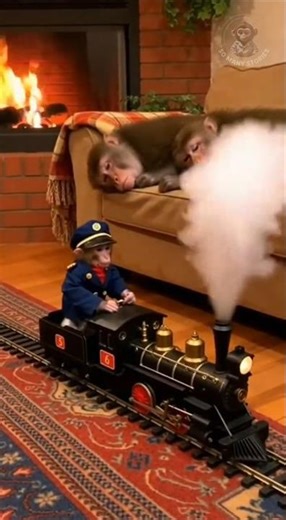 This monkey actually knows how to operate a train #shorts #funny #viral