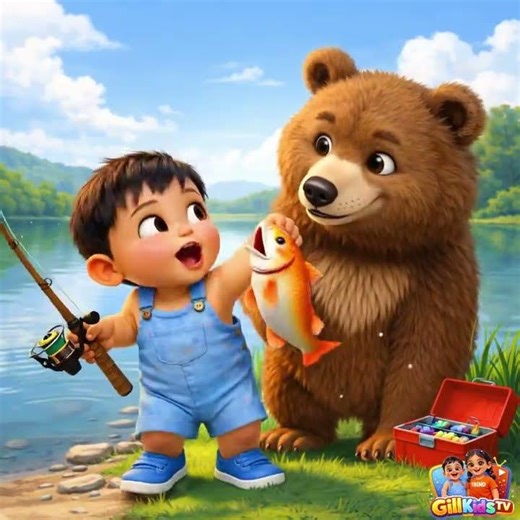 Kid catches fish #cartoon #animation