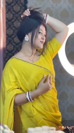 Elegant Yellow Saree Look 🌼 Bengali Traditional Style | Saree Fashion 2026 #shortsfeed