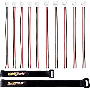 Hobbypark 2.0mm Spade 2 Pins Lead Plugs Connector Cable Male Female for 1S Lipo Battery Charging Drone Syma X5C X5SW SNAPTAIN S5C, 5 Pairs