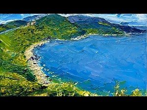 【油絵 風景】写実的な海の風景をペインティングナイフだけで描いてみました！油絵画家 柿崎覚 (2分27秒 4K 完全版)