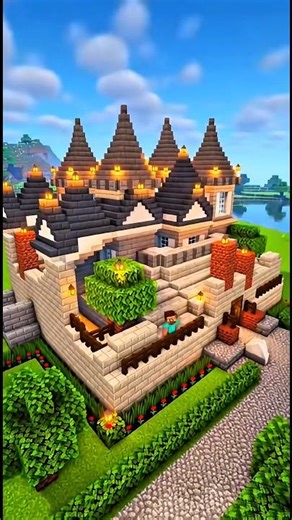 I Built an Insane Luxury Mansion In Minecraft🙀 #shorts #minecraft #roblox #building #voxelworld