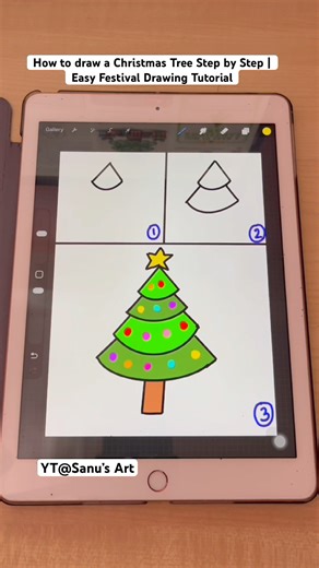 How to draw a Christmas Tree | Easy Festival Drawing Tutorial #shorts
