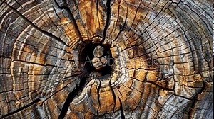Exploring the intricate texture and patterns of a weathered tree stump in nature
