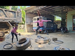 Genius Girl's Challenge: Fixing an Old Tire and the Unexpected Ending
