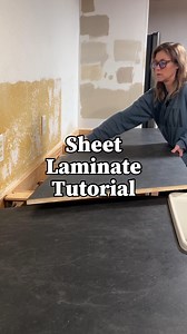 3.4K views · 285 reactions | DIY Sheet Laminate Countertop Tutorial…drop any questions in the comments! This is such a budget-friendly way to update your countertops  Details below ⬇️ Sheet Laminate: Wilsonart “Lisola” Fieldstone finish I ordered online here: www.cabinetmakerwarehouse.com www.topcabinethardware.com Sometimes it will be out of stock so I use both sites. Also prices will differ. | Build It Thrifty | Facebook