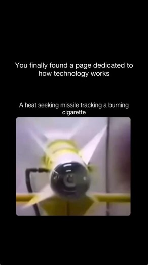 How Technology Works on Instagram: "Follow @howtechnologyworkss to learn how technology shapes our world, one post at a time A heat seeking missile locking onto a lit cigarette might sound like something from science fiction, but it is completely real. These missiles are designed to target the intense heat of aircraft engines, yet they are sensitive enough to detect the tiny heat signature of a glowing cigarette tip. This demonstration highlights how advanced infrared tracking technology has bec