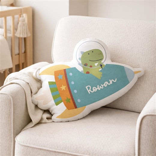 Spaceship Shape Pillow, Personalized Nursery Decor, Dino Space Playroom Accent, Kids Room Cushion - Etsy