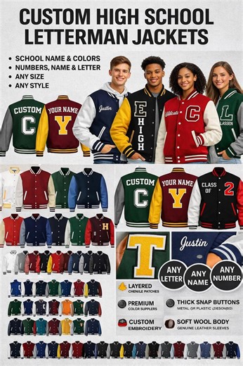Custom Letterman Varsity Jacket Wool Body Leather Sleeves Personalized Name Number Men Women Youth - Etsy