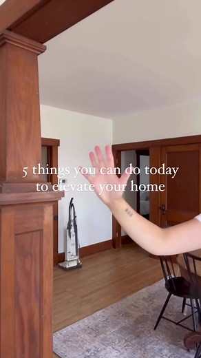 5 things to help you elevate your home today! 1. Paint walls white—I know this will piss some people off but hear me out. I think starting with a clean slate, especially if you’re just moving in is sooo helpful. Then you can decide on lightings, colors to pull in from decor, etc. Plus this tree and woodwork really POP on a white background compared to something else. Not saying I’m going to keep my walls white forever. But it’s a great starting point! Because I think we know how hard it is to pi