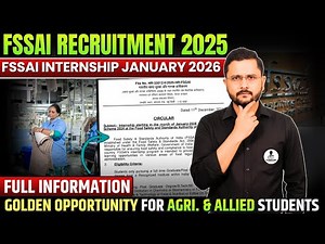 FSSAI Internship January 2026 Notification Out | FSSAI Recruitment 2025 | FSSAI FSO Vacancy 2025