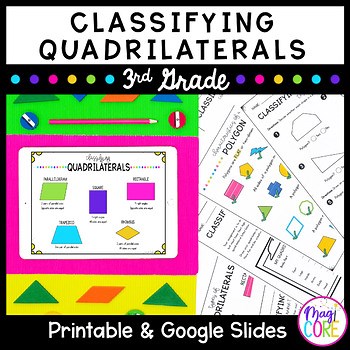 Classifying Quadrilaterals & Shapes 3rd Grade Math Unit 3.GA.1 Worksheets Games