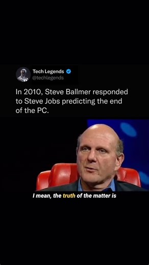 Tech Legends | Everyone thought the PC was ending. In 2010, Steve Jobs was betting on tablets and smartphones replacing traditional computers. Steve... | Instagram