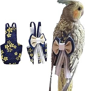 Bird Flight Suits Diapers, Parrot Flight Suits Diapers for Monk Parakeets, Cockatiels Flight Suits, Parrot Clothes, Bird Training Nappy Suit Liners Clothes (XS, Navy)