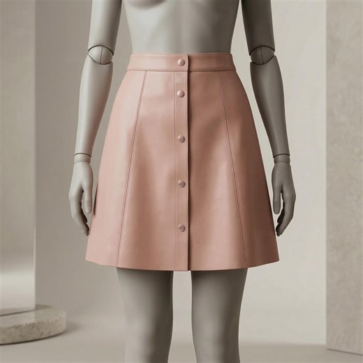 Button Front Classic Skirt, A Line Mini Bottoms, High Waist Panel Lower-wear, Casual Daily Women Wear, Genuine Leather Structured Outfit - Etsy