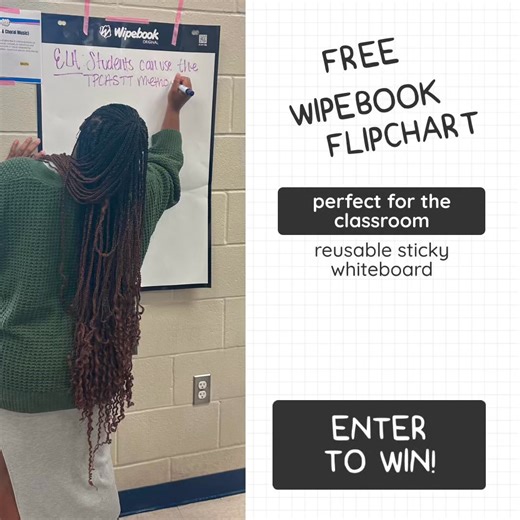 Ready to boost engagement in your classroom?🤩 Sign up to win a free Wipebook Flipchart Pack! 👉wipebook.com/enter Each pack includes 5 reusable, double-sided sheets that stick to any wall. Perfect for building Thinking Classrooms using Vertical Non-Permanent Surfaces (VNPS). Easy to use—just write, scan, wipe, and redo. Get your students moving, collaborating, and solving problems together. Enter now for your chance to win! | Wipebook