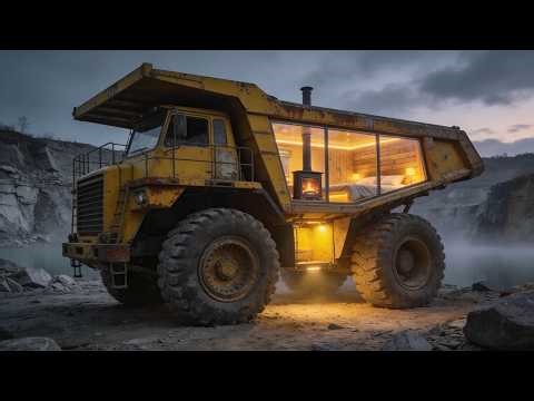 🚚 Transforming an Abandoned Dump Truck into an Off-Grid Cabin | Quarry ASMR