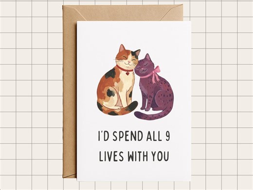 Cat Anniversary Card, Funny Cat Lover Valentine Gift for Husband Wife Boyfriend Girlfriend, Romantic Pet Lover Keepsake - Etsy