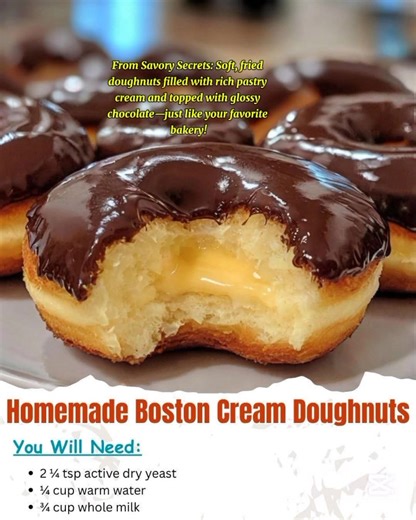1.2K views | Homemade Boston Cream Doughnuts  . Ingredients: 2 ¼...