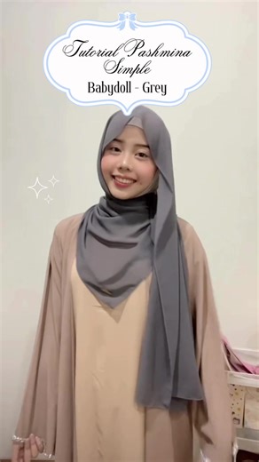 Tutorial Pashmina Babydoll Grey untuk Bukber dan Lebaran