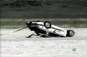 Jim Mederer taking his RX-7 airborne at 226 MPH - He survived with no injuries and returned to Bonneville to take the record once the car was patched up. | Silodrome