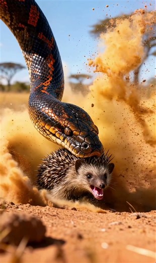 Nature's Raw Power: Will the Hedgehog Survive the Python's Attack?