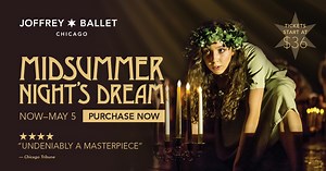 The Joffrey Ballet presents "Midsummer Night's Dream", a mind-bending trip to a surreal realm of unearthly delights. Set during the traditional Scandinavian summer solstice festival, dancers celebrate a day of revelry and romance under the maypole, which soon unravels into an otherworldly dream. | The Joffrey Ballet