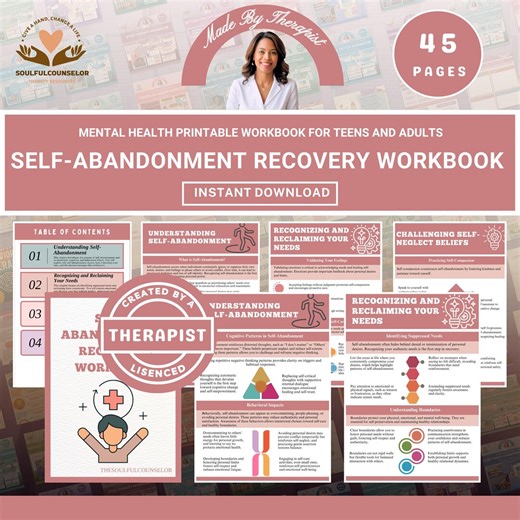 Self-abandonment Recovery Workbook, Therapeutic Self-help Guide for Teens & Adults, Reflective Prompts | Printable PDF - Etsy