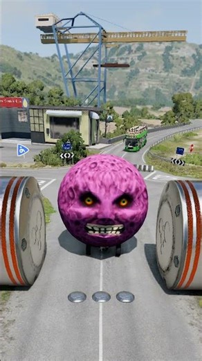 Capsule Bus, Moon Car vs Hydraulic Crash #beamng #shorts #kidsgamertech