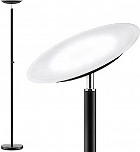 Lakumu Torchiere Floor Lamp, Stepless Dimmable, LED Tall Free Standing Light, 5000K Daylight White, Modern Sky Lamp, Super Bright Floor Lamp for Living Room Office Bedroom, Matte Black