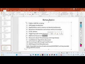 Performance Testing using LoadRunner Demo video on 13th May 2025.