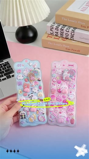 3D Rabbit and Bear Stickers for Creative Crafts
