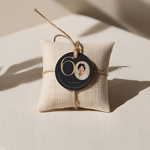 60th Birthday Party Favor Tag: Black and Gold Photo Label (editable Canva Template) - Etsy
