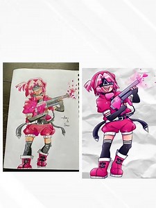 I drew ‪@SonaDrawzStuffYT‬’s digital art on paper!!