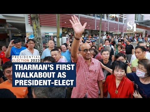 President-elect Tharman Shanmugaratnam begins post-victory walkabout at Taman Jurong
